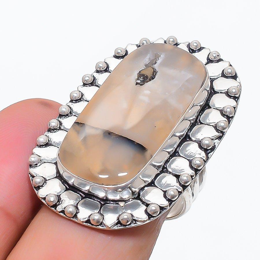 

Natural Lodolite Quartz Gemstone 925 Sterling Silver Jewelry Ring Size 8.5 o8a51