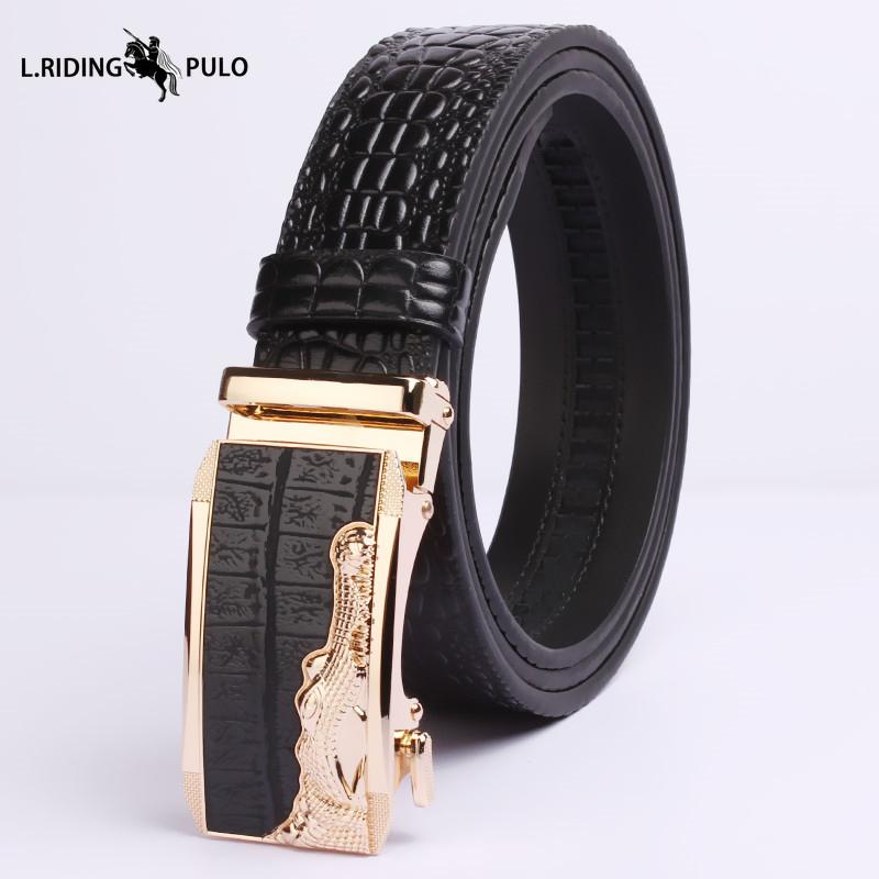 Crocodile Leather Men's Belt Automatic Business Casual Belt Belt High-grade First Layer Cowhide Fashion Belt