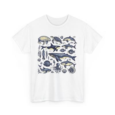 Koszulka Beach Vibes | Letnie Fale Oceaniczne | Koszulka ze Zwierzętami Morskimi w Stylu Vintage