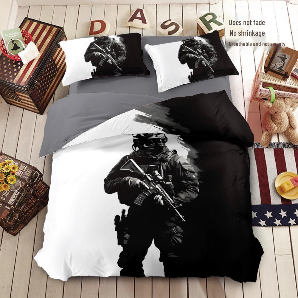 Call of Duty Gaming-Themed Four-Piece Duvet and Bedding Set for Boys' Dorm Room