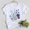 Blume Frühling Rundhals T-Shirt Top Shirt Damen Kleidung Mode T-Shirt Sommer Damen T Kurzarm Lässig Grafik T-Shirts
