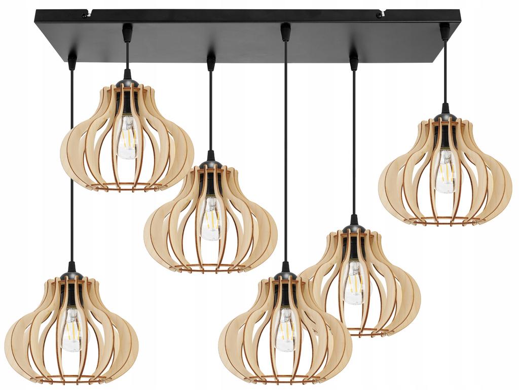 Hanging Lamp, Ceiling Chandelier, Wooden, Led Lampshade