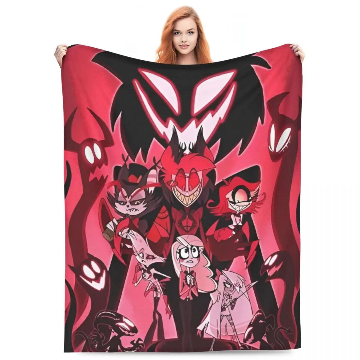 Tinika Chen Unisex Vox H-Hazbin Hotel Alastor Game Warm Soft Blanket Travel Office Plush Bedding Throws Fluffy Couch Bed Flannel Bedspread