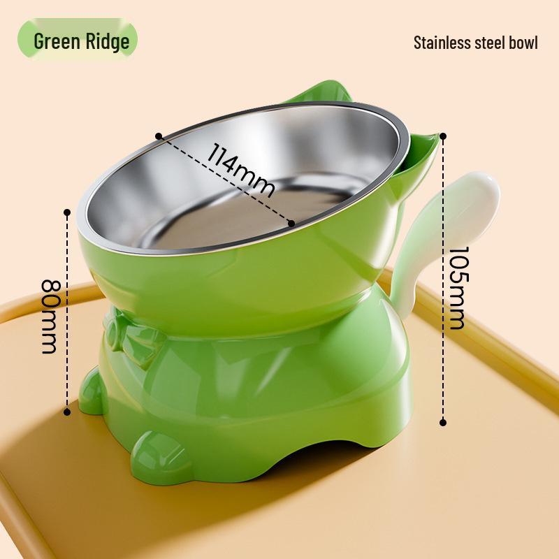 High-Foot Cat Bowl: Non-Slip, Anti-Tip, Slanted Design for Pet Neck Protection.