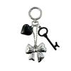 Fashion Heart Shaped Bowknot Charm Sophisticated Heart Bowknot Keyrings Charm Accessory for Modern Women's Handbags