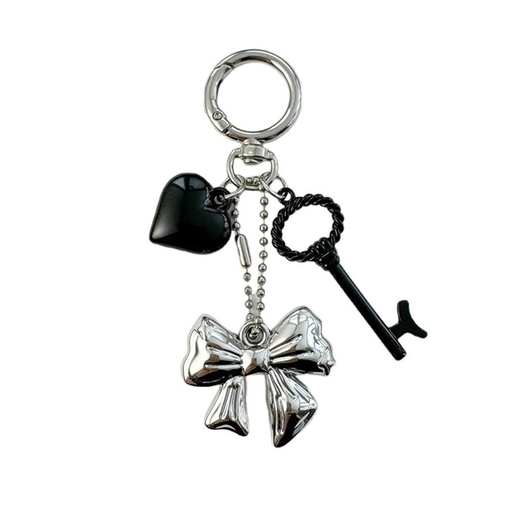 Fashion Heart Shaped Bowknot Charm Sophisticated Heart Bowknot Keyrings Charm Accessory for Modern Women's Handbags