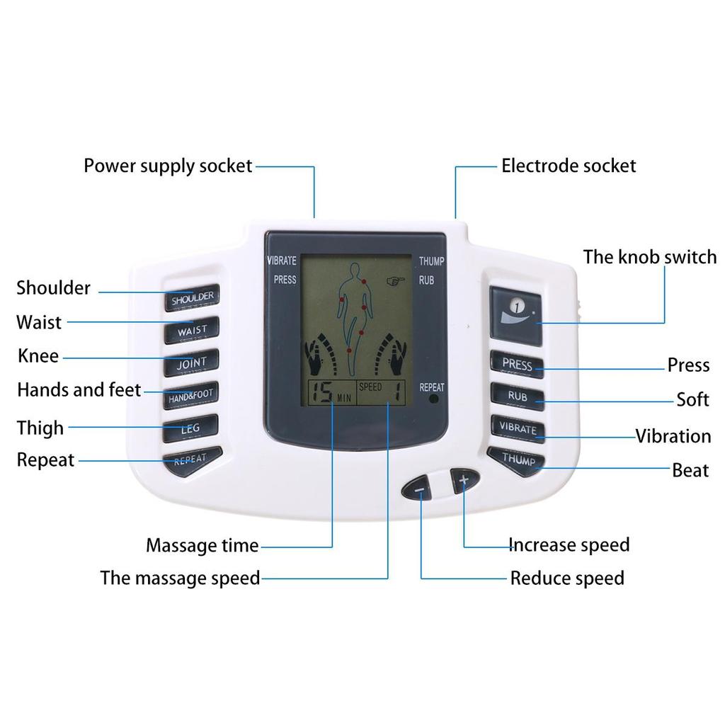 16 moduser Electric Tens Relax Muskelstimulator EMS Akupunktur Kroppsmassasje Digital Terapi Slankemaskin Elektrostimulator