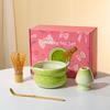 8pcs Authentic Japanese Tea Ceremony Set - Pink Ceramic Matcha Bowl with Whisk Stand