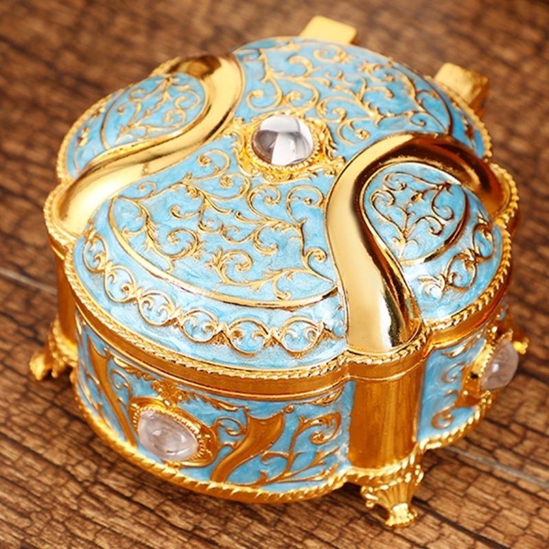 Decorative Enameled Metal Keepsakes Container For Home Office Organization Artistic Display Case Desk Organiser