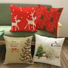 Christmas Cushion Cover Christmas Decorative Cute Elk Xmas Tree Santa Claus Print Cotton Linen Sofa Throw Pillow Case Cojines