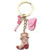 Pink Western Cowboy Style Alloy Keychain for Best Friends and Couples