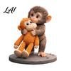 Detailed Carving Figurine 3D Printed Monkey Cute Small Holding Plush Toy Hand-painted