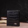 Small Leather Wallet for Men with Crocodile Effect CANPELLINI 21738 Black