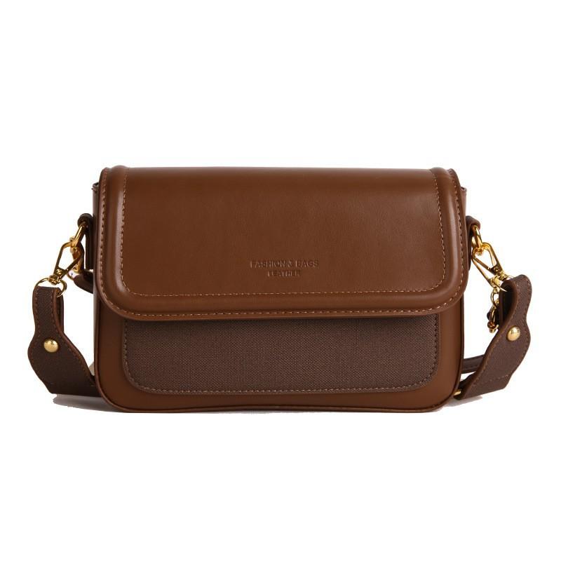 Cross-border New Simple Solid Color Women's Bag With Texture Popular Japanese Contrast Shoulder Niche Foreign Style Cross-body