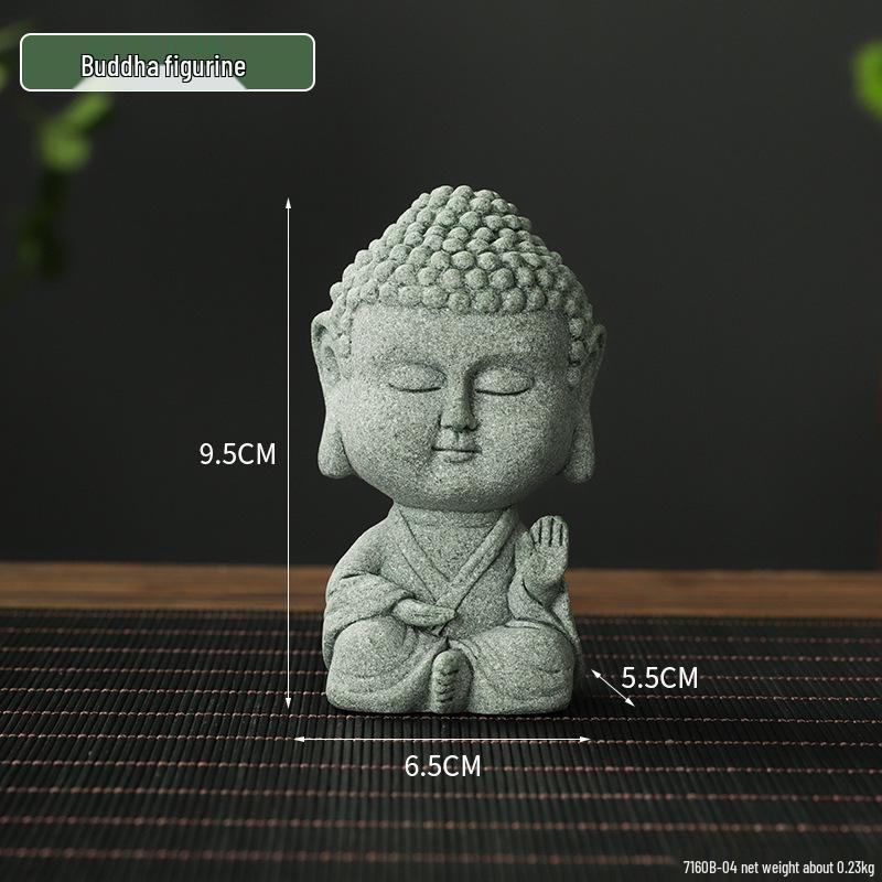 Porcelain Green Sandstone Buddha Ornament for Zen Fish Tank or Bonsai Display