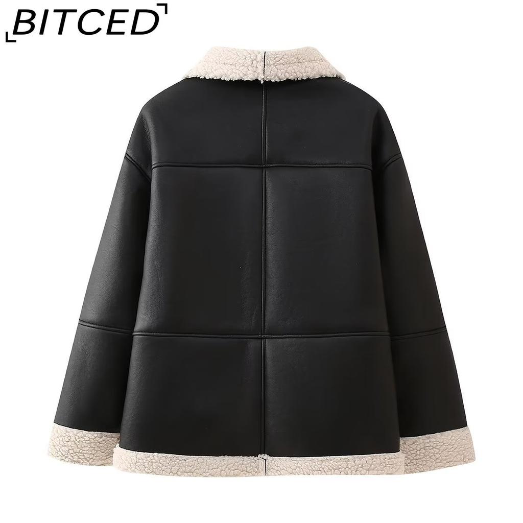 BITCED Women's Autumn/Winter Plus Size Fashion Shearling Coat Loose-Fit Shearling Coat