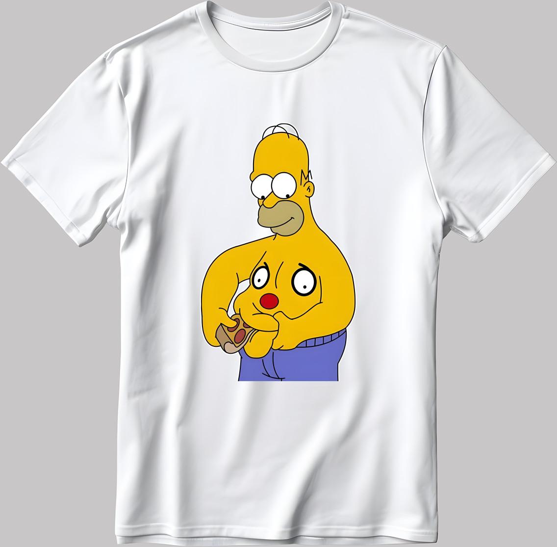 The Simpsons, Simpson Characters Short Sleeve White-Black Men s / Women N193 2XL