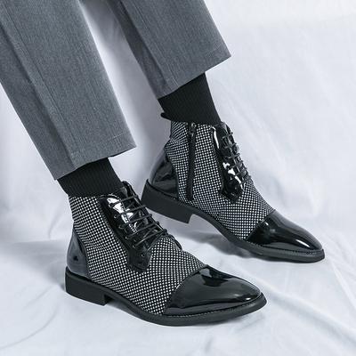 Elegante Herrenkleiderstiefel Hoher Schaft Spitzschuhe Herrenschuhe Formell Bequem Reißverschluss Herren Schwarze Stiefeletten Botines Hombre