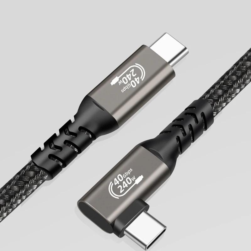 USB 4 Thunderbolt 4 Elbow USB Cable 40Gbps PD240W 5A 8K Type C Cable Data Transfer Fast Charging For M1 Macbook VR Oculus Quest