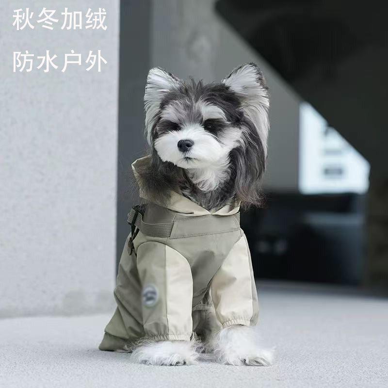 Autumn and winter foreign style puppy cold-proof dog super cute pet special outdoor windproof waterproof going out padded cotton warm cotton clothes