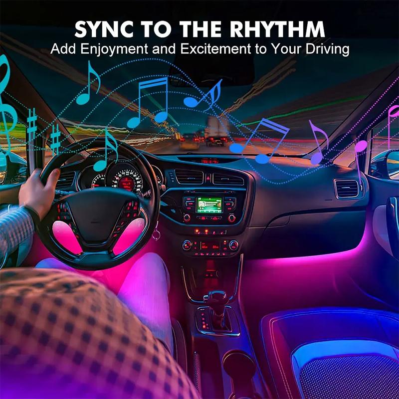 Neon 36 48 72 LED Car Interior Ambient Foot Light with USB Wireless Remote Music APP Control Auto RGB Atmosphere Decorative Lamp