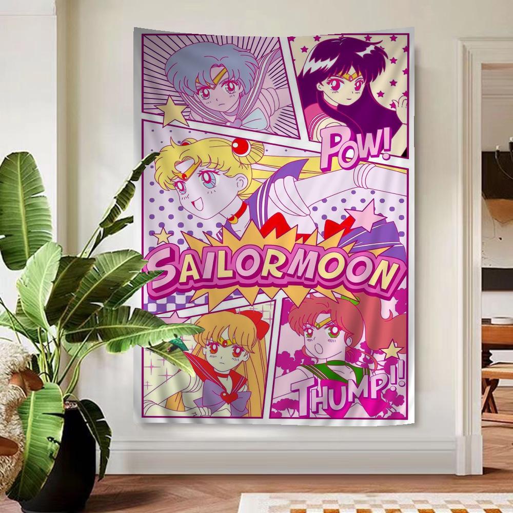 Cute Sailors Girl Moons Printed Large Wall Tapestry Hanging Tarot Hippie Wall Rugs Dorm Art Home Decor