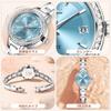 OLEVS Waterproof Quartz Popular Perfect Gift for Stylish Business Watch with Date Slim Silver Stainless Steel Turquoise Blue Dial Women's Watch, Blue,