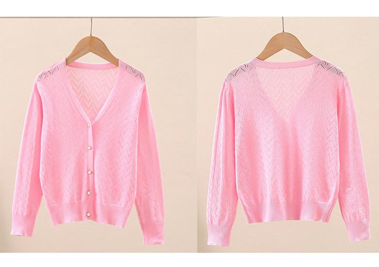 Korean Style Girls' Long Sleeve Knit Cardigan with Sun Protection - Summer 2023