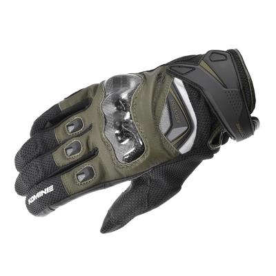 Motorcycle Gloves Carbon Protect Leather Mesh Size L GK-224 Gloves, Olive,