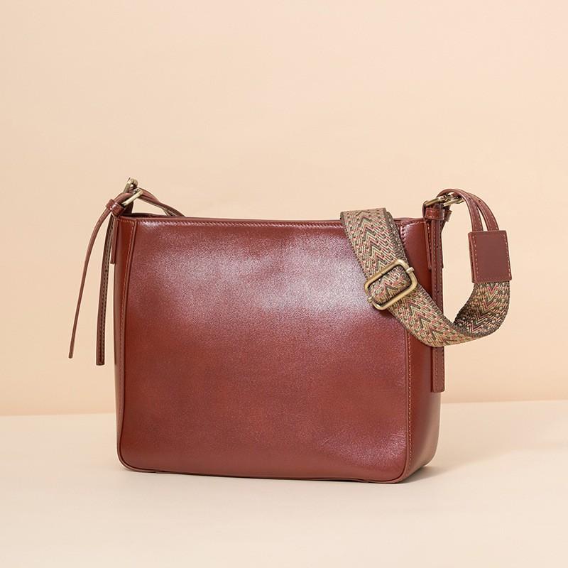 

Vintage Vegetable Tanned Cowhide Bucket Bag Women s Trendy Crossbody Shoulder Genuine Leather 8803 26x9x22CM кофейный