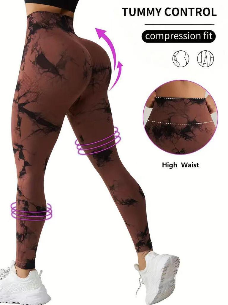 High-Waisted Seamless Tie-Dye Yoga Pants: Butt-Lifting, Moisture-Wicking, Stretch Fit for Fitness & Running