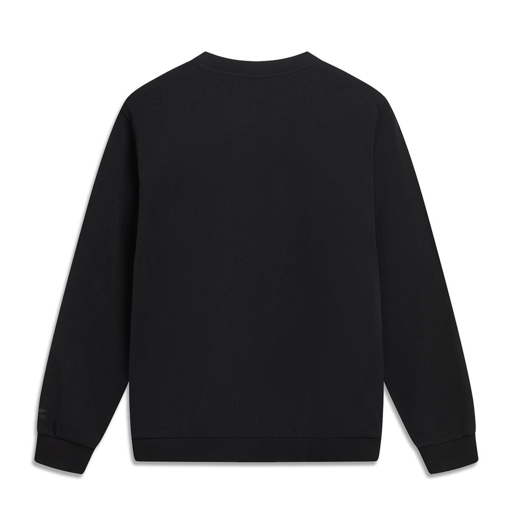 Li Ning Sports Lifestyle Series Round Neck Simple Loose Versatile Comfortable Letter Casual Sweatshirt Unisex Sweatshirt Black AWDVF77-2
