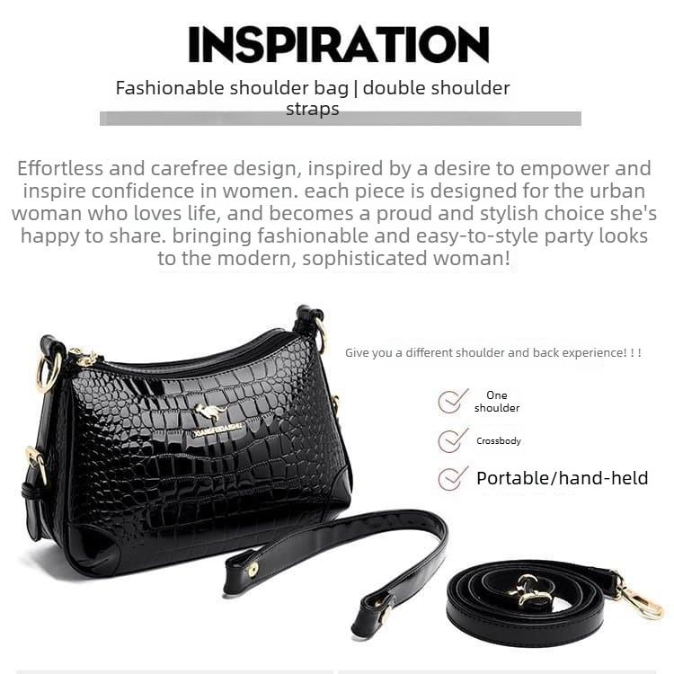 Crocodile Glossy Underarm Bag Women's Multi-Back Shoulder Bag