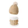 3Pcs/Set Winter Knitted Scarf Gloves Set Pom Pom Ball Fleece Lining Brimless Hat Touchscreen Gloves Neck Warmer Set