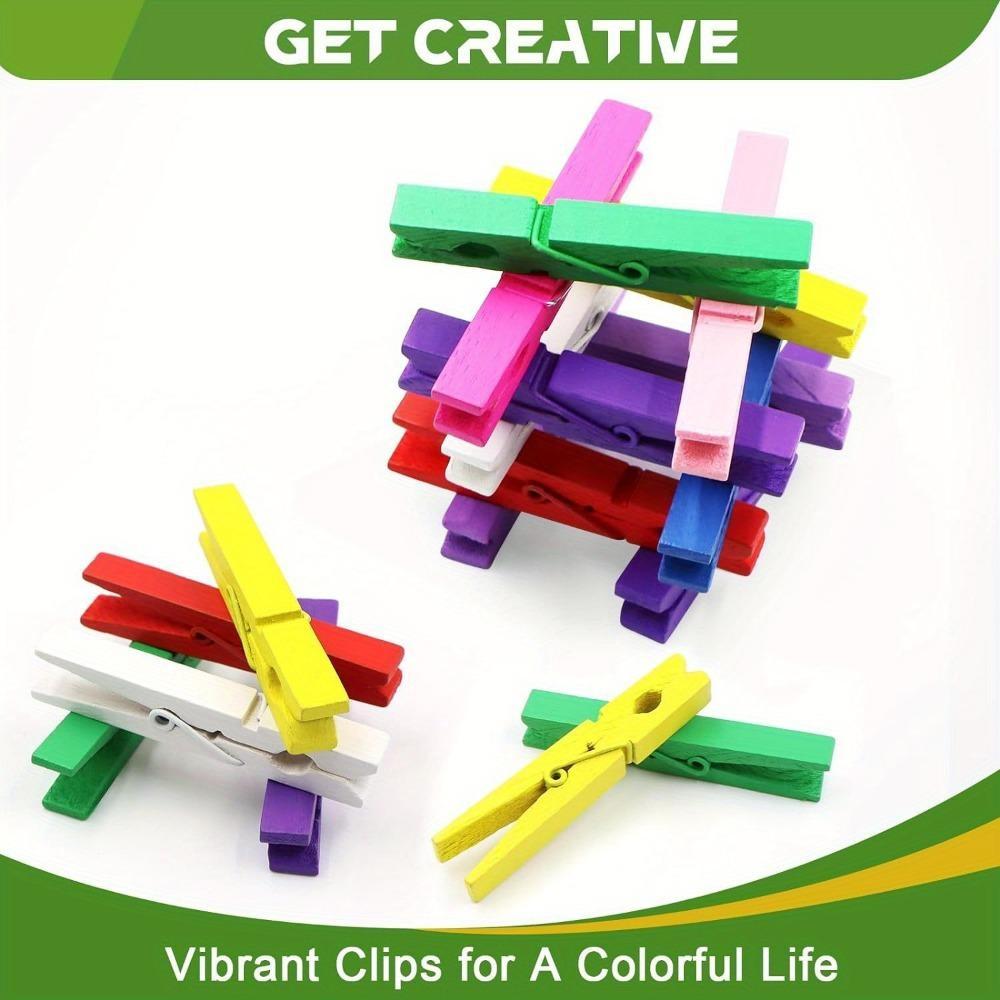 100 Pcs Colored Clothes Pins Wooden, Colored Clothespins for Crafts Clothing Pins for Hanging, Pictures, Classroom, Laundry, Colorful