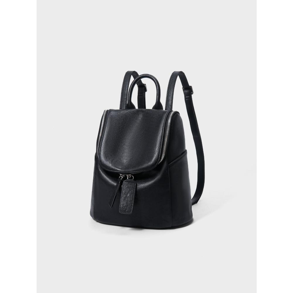 

Backpack Women s Oblique Cross Leather Lightweight Versatile Niche Vintage Large Capacity First Layer Cowhide Commuter Travel Backpack чорний