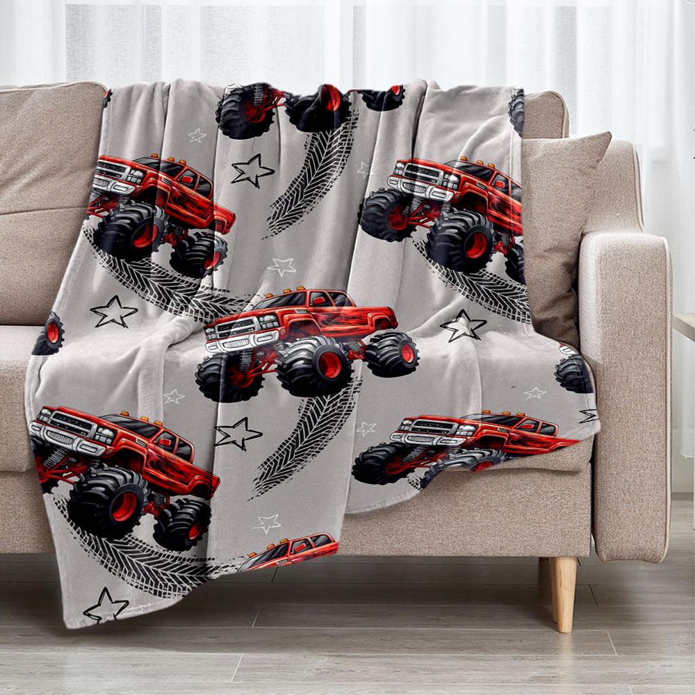 Truck Theme Printed Blanket - Perfect for Couch, Bed, Travel & Outdoor Use | Machine Washable, Cozy & Durable.