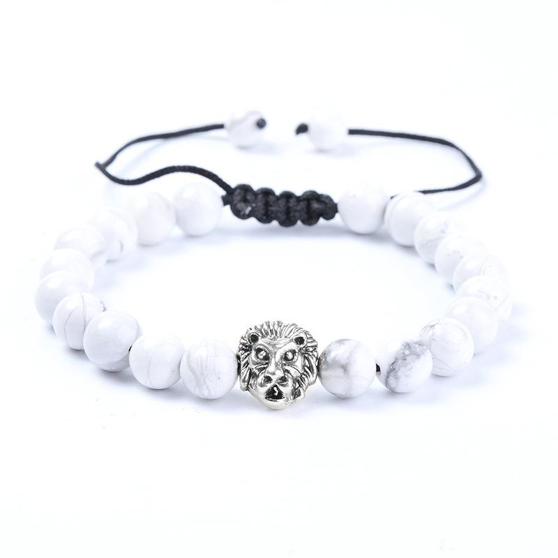Black Dragon Agate Lion Head Beaded Bracelet
