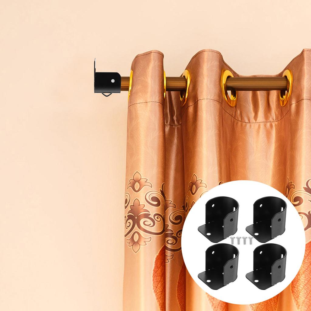 4Pcs Closet Rod Socket Iron Bathroom Flange Rod Holder for Wardrobe Laundry Room Easy Installation Smooth Surface Classic Solid