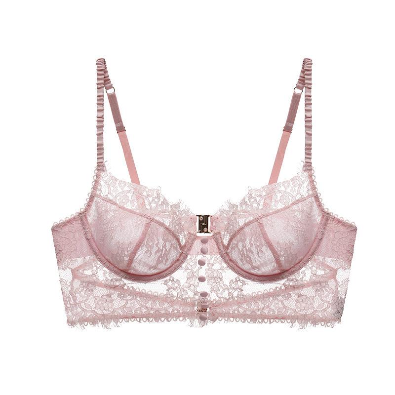 French eyelashes lace underwear women's sexy beauty back ultra-thin with steel rim top support bra bra