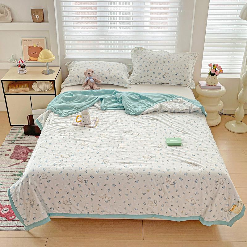 Class A Washed Cotton Soybean Fiber Gauze Quilt - Double Layer Summer Cool, Machine Washable
