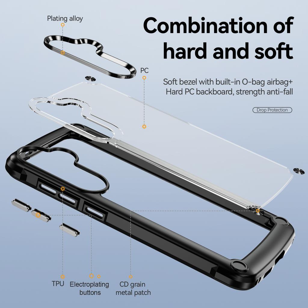 For Samsung Galaxy S25 Case Anti-Drop Alloy Lens Frame PC+TPU Phone Cover