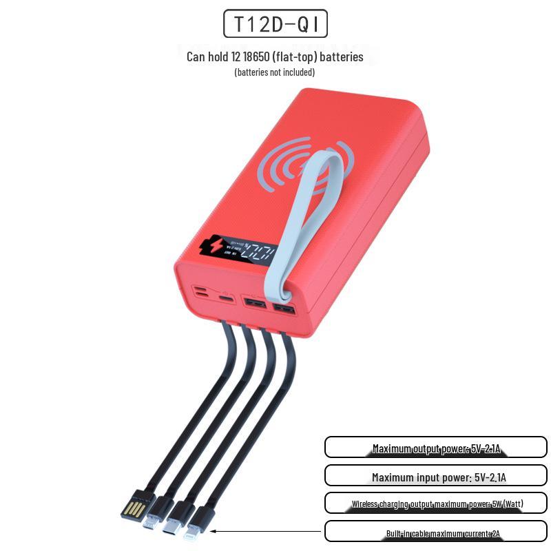Solderless 4-Wire 12-Section 18650 Power Bank Kit with Ultra-Fast Disassembly