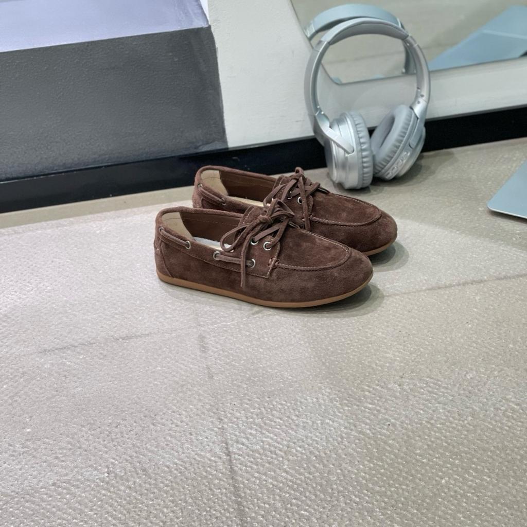 French retro leather soft-soled Doudou shoes 2025 spring and autumn new round head lace-up versatile casual loafers grandma shoes