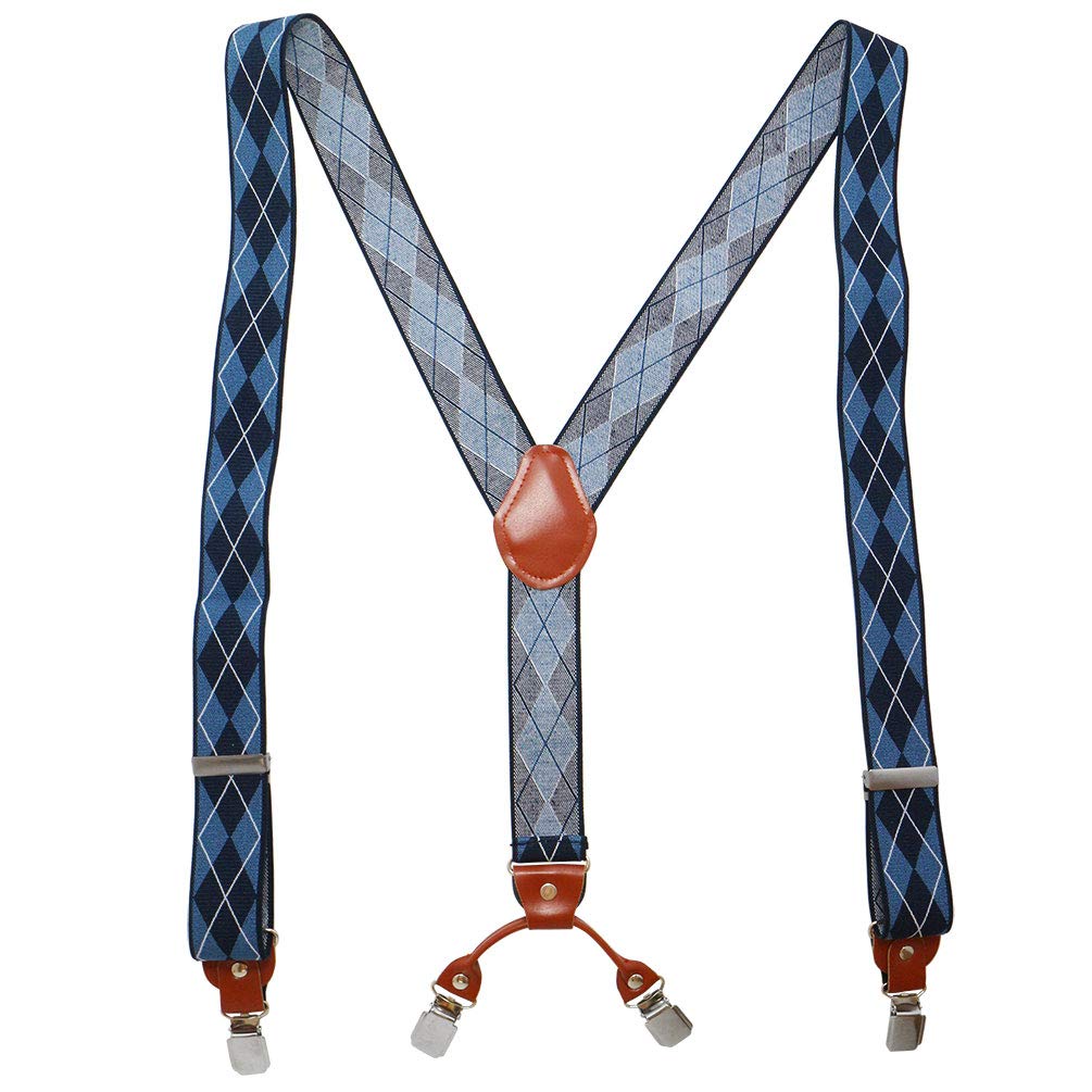 [Bowties.jp] Suspender Clip Y-shaped Argyle Check Blue Navy sc00021