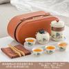 Ru Brennofen Tee-Set Keramik Kuaike Tasse Outdoor Tragbares Reise-Tee-Set Eine Kanne Drei Tassen Haushalt Souvenir Geschäftsgeschenke