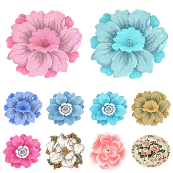 Lotus Flower Floor Mat Non-Slip Round Area Rug Washable Floral Carpet Chinese Style Rug for Bedroom Living Room Kitchen Bathroom Cloakroom