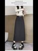 2023 High-Waist Gray A-Line Skirt for Plus Size Women