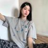 Women Cotton Short Sleeve T‑Shirt Summer Korean Loose Slim Fit Crew Neck Butterfly Print Casual Pullover Top 2026 New