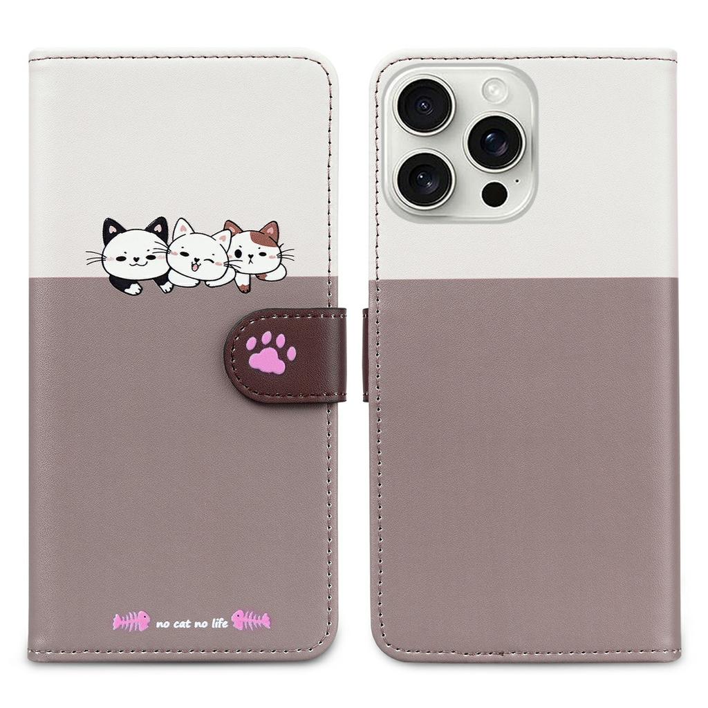 Cartoon Pet Series for iPhone 16 Pro Wallet Phone Case Splicing Leather Flip Cover